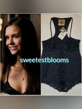 ASO Elena Gilbert FREE PEOPLE Sequin Top Size 2 NWT